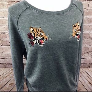 Mystic Spirit LA slub knit tiger rose sweatshirt